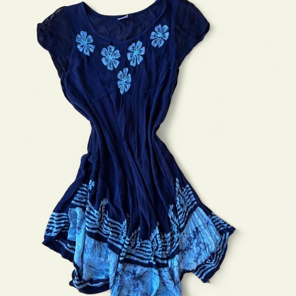 American-vintage Women's Blue and Navy Dress